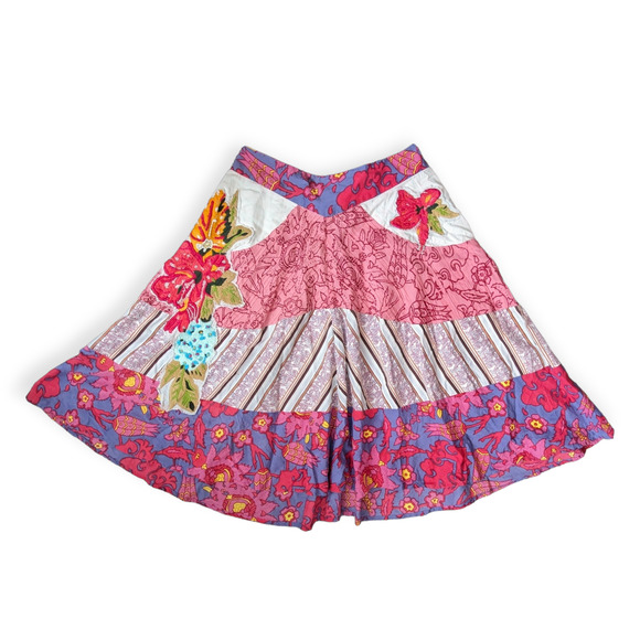 Anthropologie Dresses & Skirts - Aquarius Tiered Peasant Skirt ~ Embroidered Patchwork Boho Anthropologie